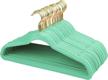 36 pack of teal velvet hangers with no-slip grip, slim design, and durable construction. perfect for coats, suits, and space-saving closet organization. features 360 swivel golden-plated hook. logo