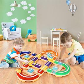 img 1 attached to 🔧 AWEFRANK 167-Piece Building Block Track Car Set - Educational Puzzles & Adventure Toys for 5-Year-Old Boys and Girls - Best Gifts for Preschoolers and Toddlers