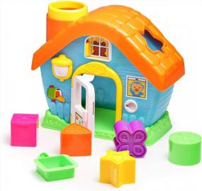 img 4 attached to 🏠 Infunbebe Shape Sorting House Toy - Early Development Shape and Color Recognition Toy for 12+ Months - Includes 5 Colorful Blocks