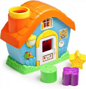 img 1 attached to 🏠 Infunbebe Shape Sorting House Toy - Early Development Shape and Color Recognition Toy for 12+ Months - Includes 5 Colorful Blocks