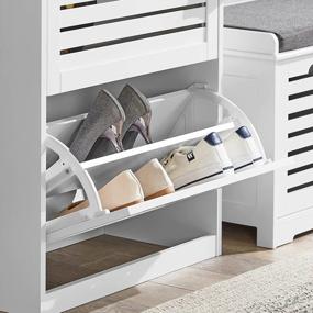 img 1 attached to Organize Your Shoes In Style With Haotian FSR108-W Shoe Cabinet: White 3 Flip-Drawers Shoe Rack And Storage Bench