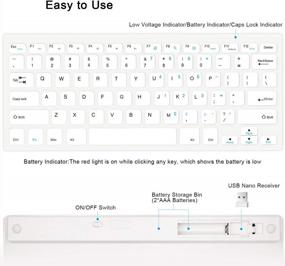 img 1 attached to Boyata Ultra Slim Wireless Keyboard With Type-C Converter - Compatible With Computer, PC, Laptop, Smart TV, Windows 10/8/7/Vista/XP, Mac OS - White