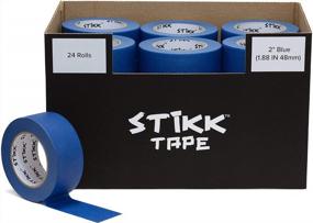 img 1 attached to 2" X 60Yd STIKK Blue Painters Tape Multi Surface Crepe Paper 14 Day Easy Removal Trim Edge Finishing 24 Roll Case - 48Mm (1.88")