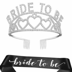img 4 attached to Shine Like A Bride-To-Be With Coucoland'S Crystal Rhinestone Tiara And Sash Set - Perfect For Weddings And Bridal Showers (Silver)
