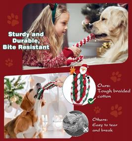 img 3 attached to Christmas Dog Chew Toys Set For Puppy Teething & Training – Lewondr 4 Pack Rope Toy Gift In Stocking, Candy Cane Interactive Ball Toys For Small Medium Large Dogs.
