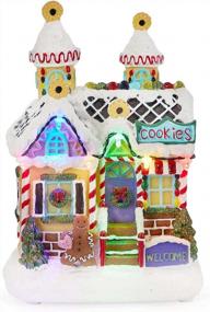 img 4 attached to Innodept12 Christmas Lighted Gingerbread House Decor - Christmas Collectible Buildings Gingerbread House Village Cookies With Light-Up, Battery Operated