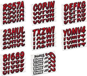 img 1 attached to 🚤 Red/Black 3-Inch Alpha-Numeric Registration Identification Number Decals for Boats & Personal Watercraft - Stiffie Whipline Stickers