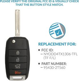 img 1 attached to 🔑 Keyless2Go 4 Button Remote Key Replacement for Kia NYODD4TX1306-TFL (TF F/L) 95430-2T560 (4D60 CHIP) - 2 Pack