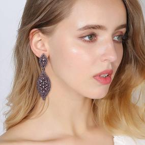 img 3 attached to Sparkling Elegance: Flyonce Women'S Rhinestone Crystal 2 Leaf Chandelier Earrings For Weddings And Special Occasions