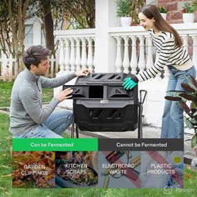 img 3 attached to VIVOSUN 43 Gallon Black Door Outdoor Tumble Composter - Dual Rotating Batch Compost Bin