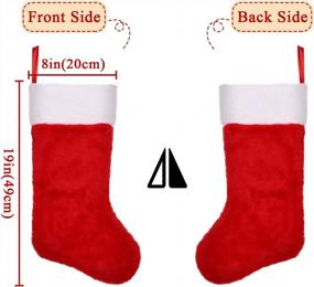 img 3 attached to 2 Pcs 19 Inch Red And White Velvet Christmas Stockings With Extra Thick Plush For Family Holiday Xmas Party Decorations
