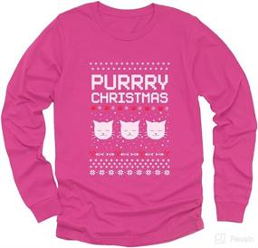 img 4 attached to 🎅 Purrfectly Festive Santa Claws Ugly Christmas Sweater Kids Sweatshirt - Long Sleeve T-Shirt for Your Little Ones!