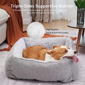 img 1 attached to 🐾 FURTIME Dog Bed: Soft Washable Sofa for Large, Medium & Small Dogs & Cats, Calming Orthopedic Puppy Bed with Multiple Sizes - Non-Slip Bottom