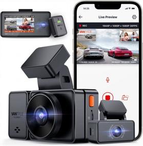 img 4 attached to Vantrue E3 3-Way WiFi Dash Cam With GPS, Voice Control, And Night Vision - 2.5K Front And Dual 1080P Rear And Inside Cameras, 24-Hour Parking Mode, Supports Up To 512GB