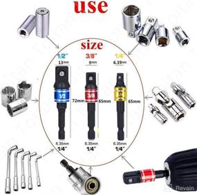 img 2 attached to 🔧 Impact Grade Power Hand Tool: 3Pcs Set, Hex Shank Drill Nut Driver Bit Set + 105° Right Angle Driver Extension