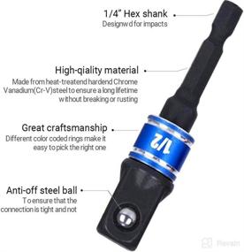 img 3 attached to 🔧 Impact Grade Power Hand Tool: 3Pcs Set, Hex Shank Drill Nut Driver Bit Set + 105° Right Angle Driver Extension