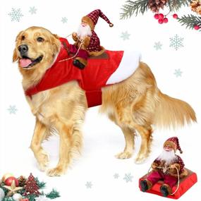 img 4 attached to XX-Large Red Santa Claus Riding Dog Costume For Christmas Party Outfit - Lewondr Pet Apparel