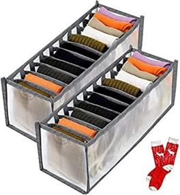 img 1 attached to 2 Pack Sock Organizer TOOVREN Sock Drawer Organizer, Sock Drawer Organizer Divider, Cabinet Closet Organizers And Storage, Mesh Foldable Compartment Boxes For Storing Socks, Underwear, Ties, Panties
