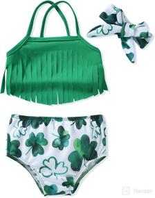 img 4 attached to Cute Tassel Two-Piece Swimsuit Set for Toddler Girls: Summer Beach Outfits