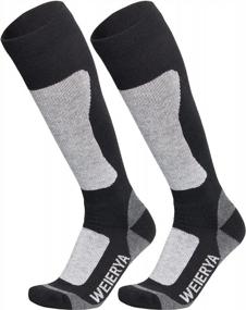img 4 attached to Stay Warm And Comfortable On The Slopes With WEIERYA Merino Wool Ski And Snowboarding Socks - Unisex 2 Pack