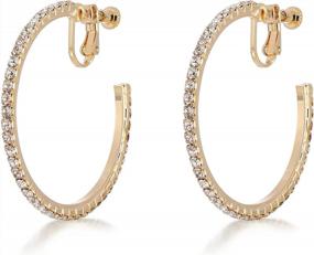 img 4 attached to Shine Bright With LAXPICOL Sparkly Clip-On Hoop Earrings For Women - Piercing Not Required!