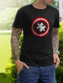 img 1 attached to Captain Autism T-Shirt With Puzzle Superhero Shield For Autism Awareness