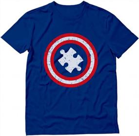 img 4 attached to Captain Autism T-Shirt With Puzzle Superhero Shield For Autism Awareness