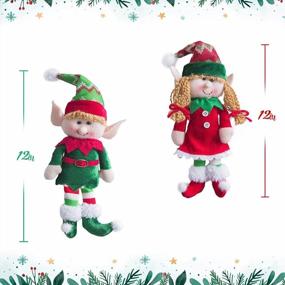 img 1 attached to Set Of 4 Flexible Christmas Elves Plush Dolls - 12-Inch Adorable Holiday Ornaments For Xmas Tree Decoration, Parties, And Santa Character Displays