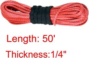img 2 attached to 🏎️ Astra Depot 50ft 1/4 inch ATV UTV SUV Car 6400lbs Recovery Replacement Synthetic Winch Rope Cable RED: Ultimate Off-Road Rescue Gear!