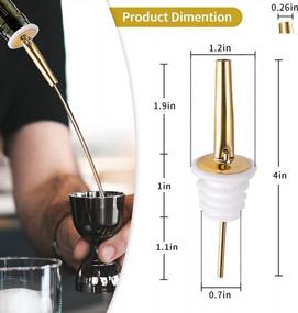 img 3 attached to SuproBarware Stainless Steel Liquor Bottle Pourers With Cleaning Brush - Rustproof Metal Alcohol Pouring Tubes For Bars, Restaurants, Clubs And Home Use - Gold Color