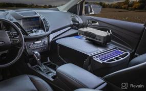 img 2 attached to 🔥 Maximize Productivity on-the-go with AutoExec AUE24009 Efficiency GripMaster Car Desk - Blue Steel Flames with Printer Stand