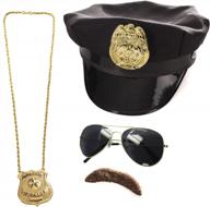 complete your police look with tigerdoe's 4-piece costume accessory set - includes hat, mustache, and aviator glasses! logo