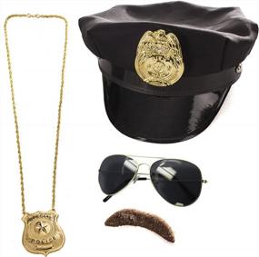 img 4 attached to Complete Your Police Look With Tigerdoe'S 4-Piece Costume Accessory Set - Includes Hat, Mustache, And Aviator Glasses!