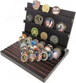 img 1 attached to Showcase Your Military Pride: Wooden Coin Holder Stand For 60-70 Challenge Coins