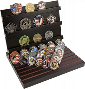 img 4 attached to Showcase Your Military Pride: Wooden Coin Holder Stand For 60-70 Challenge Coins