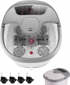 img 4 attached to Get A Relaxing Foot Spa With Wesoky Motorized Massager: Featuring Heat Massage, Bubble Jets, Red Infrared Light, Pumice Stone - Digital Temperature/Time Set For Home And Salon Use (Grey)