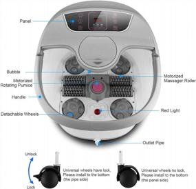 img 2 attached to Get A Relaxing Foot Spa With Wesoky Motorized Massager: Featuring Heat Massage, Bubble Jets, Red Infrared Light, Pumice Stone - Digital Temperature/Time Set For Home And Salon Use (Grey)