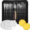 21pack oil paint brushes sets professional artist acrylic brush kits for watercolor canvas painting - 15 sizes brush 1 paint palette 1 standing organizer 2 mixing knives 2 watercolor sponges logo
