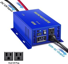 img 1 attached to 🔌 XYZ INVT 600W Pure Sine Wave Inverter 12v to 110v 120v Solar Power Inverter dc to ac Dual US Plug for Car - 600W12V Cable