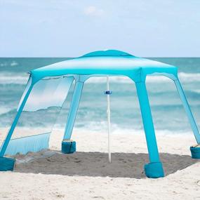 img 4 attached to 6.2'×6.2' AMMSUN Beach Cabana Canopy Tent With Sand Pockets, Easy Set Up And Take Down, Instant Sun Shelter With Privacy Sunwall - Sky Blue
