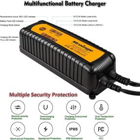 img 1 attached to 🔌 Mroinge 12V / 6V 2A Разумный зарядное устройство и поддерживающее зарядное устройство для свинцово-кислотных, герметичных, отдыховых, AGM, геля, глубокого цикла или 12В-литиевых (LiFePO4) аккумуляторов – Водонепроницаемость IP65