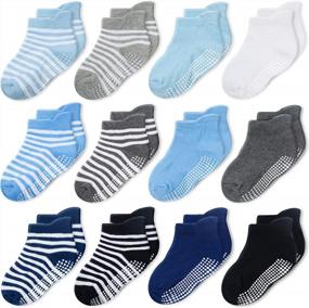 img 4 attached to Non-Slip Toddler Socks with Grips by CozyWay - Comfortable Ankle Socks for Baby, Infants, Kids, Little Girls and Boys