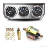 🚗 2-inch chrome triple gauge kit: oil temperature, water temperature, and voltage gauge - 3 in 1 car meter auto gauge with temperature, pressure, and voltage sensor logo