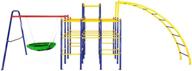 jungle gym kit with saucer swing and arched ladder climber - activplay modular set in red, blue, and yellow logo