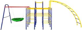 img 4 attached to Jungle Gym Kit With Saucer Swing And Arched Ladder Climber - ActivPlay Modular Set In Red, Blue, And Yellow