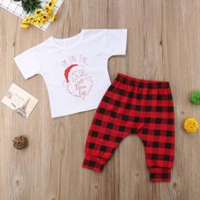 img 2 attached to Adorable Christmas Outfit Set For Toddler Girls: Short-Sleeve Santa T-Shirt With Plaid Pants