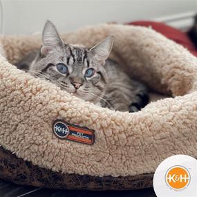 img 1 attached to 🔥 K&amp;H PET PRODUCTS Thermo-Snuggle Cup Bomber - Heated Cat Bed for Indoor Use - Chocolate - 14 X 18 Inches