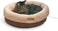 🔥 k&amp;h pet products thermo-snuggle cup bomber - heated cat bed for indoor use - chocolate - 14 x 18 inches logo