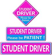 enhance road safety with set of 3 reflective student driver magnets for cars - new driver magnet sign for increased automotive safety! logo