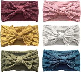 img 4 attached to Adorable Baby Girl Headbands And Bows: Soft Nylon Turban Headwrap For Newborns, Toddlers, And Children